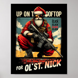 Up On The Rooftop Click Click Click Xmas Christmas Poster