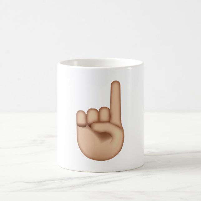Up Pointing Hand - Emoji Coffee Mug (Center)