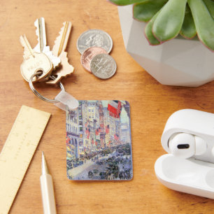 Up the Avenue from 34th Street, May 1917 by Hassam Keychain