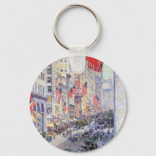 Up the Avenue from 34th Street, May 1917 by Hassam Keychain (Front)