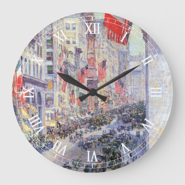 Up the Avenue from 34th Street, May 1917 by Hassam Large Clock (Front)