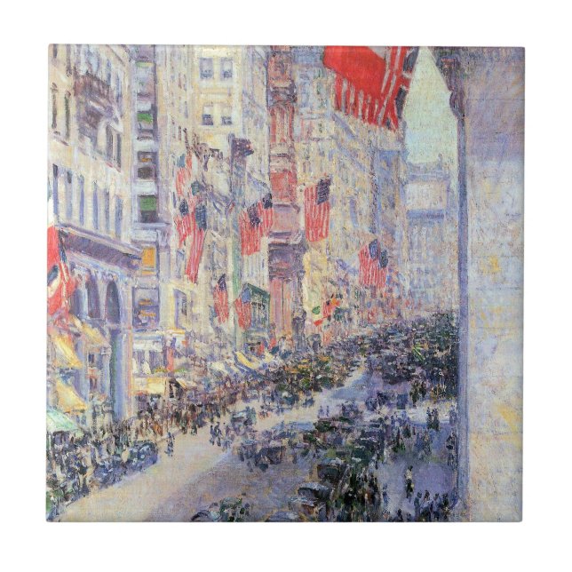 Up the Avenue from 34th Street, May 1917 by Hassam Tile (Front)