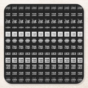 Up to 12 Different Logos or Uploaded Images Square Paper Coaster