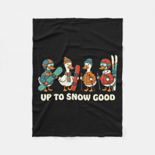 Up To Snow Good Funny Goose Skiing Snowboarding Pu Fleece Blanket