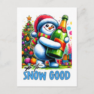 Up to Snow Good – Funny Snowman Christmas Design Postcard