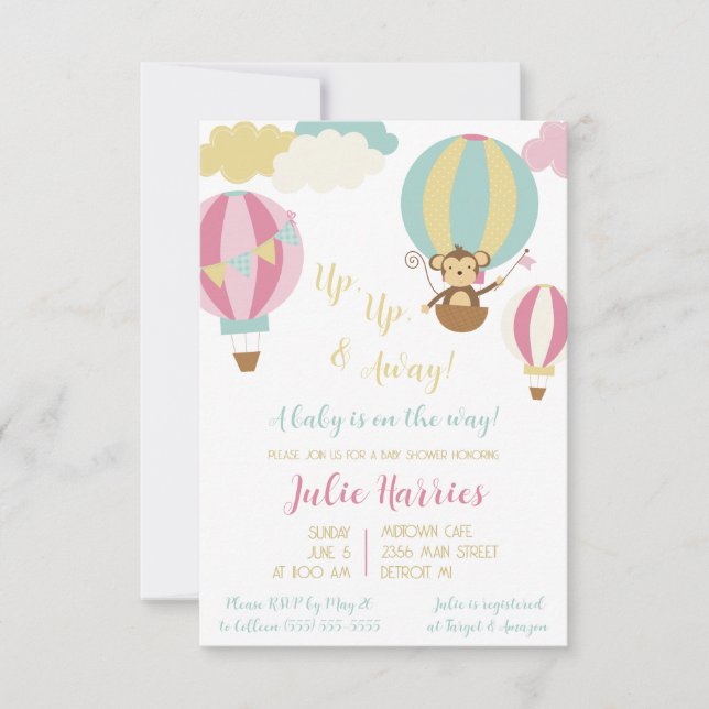 Up, Up, and Away!  A baby is on the way! Invitation (Front)