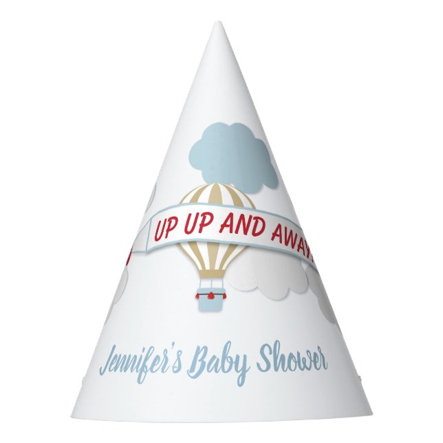 Up Up And Away! Airplane Baby Shower Party Hat (Front)