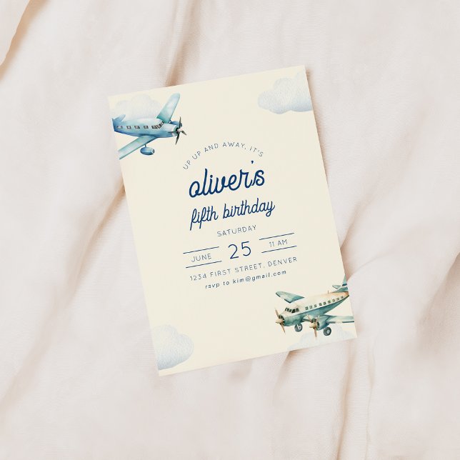 Up Up and Away Airplane Flight Birthday Invite (Creator Uploaded)