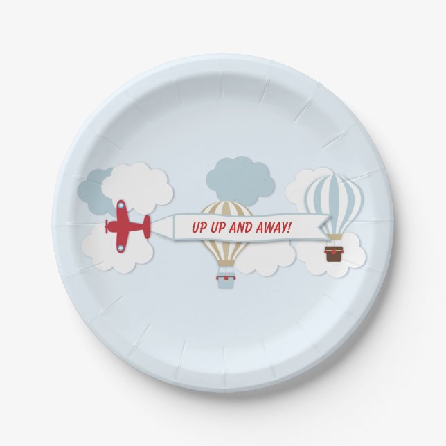 Up Up And Away/ Airplane Paper Plate (Front)