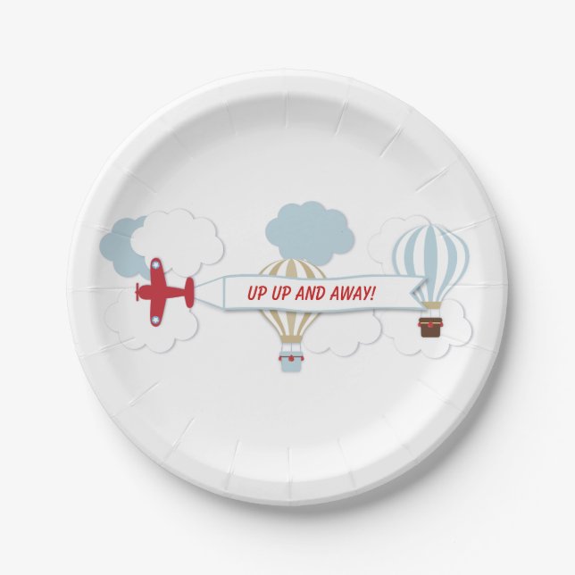 Up Up And Away/ Airplane Paper Plate (Front)