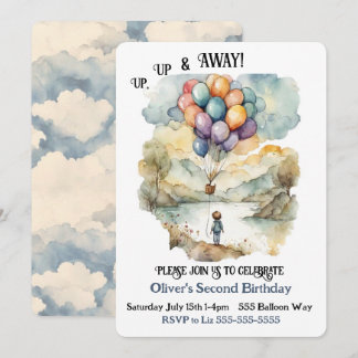 Up, Up and Away Balloon Birthday Invitation