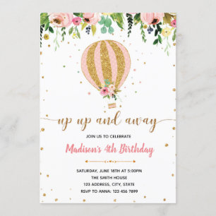 Up up and away birthday invitation