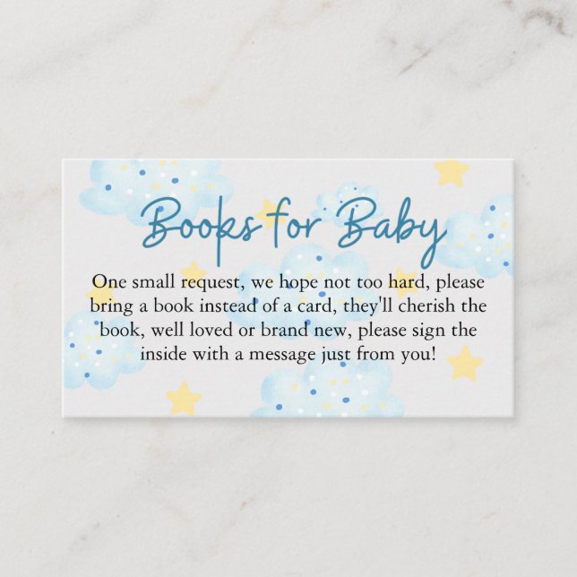 Up Up and Away Clouds and Stars Books for Baby Enclosure Card (Front)