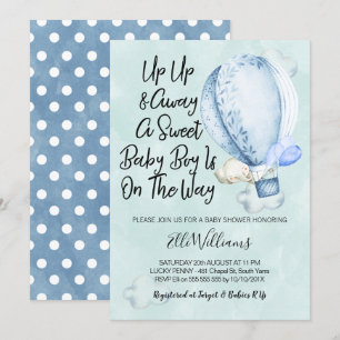 Up Up And Away Elephant Baby Shower Invitation