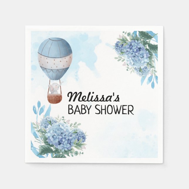 Up Up And Away Elephant Hot Air Balloon Custom Napkin (Front)