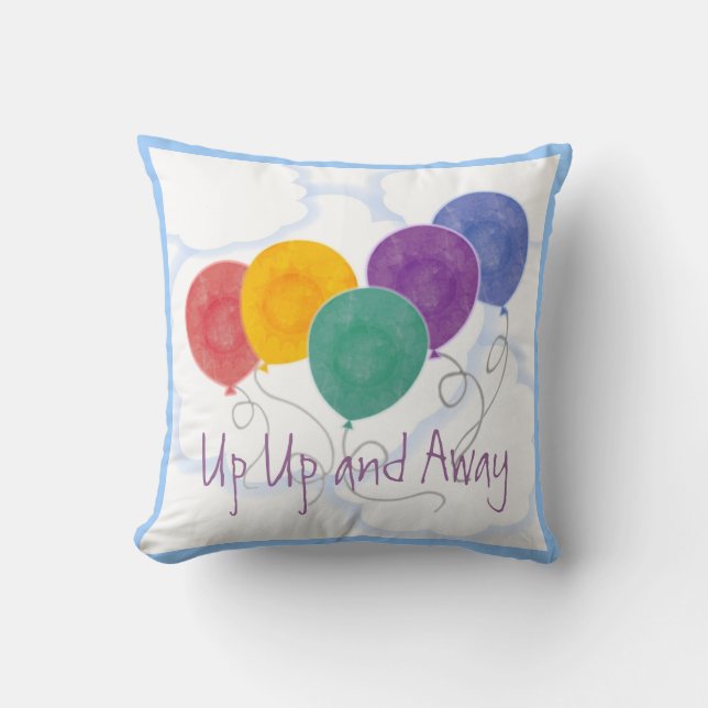 Up Up and Away Graphics Multi Colour Balloons Throw Pillow (Front)