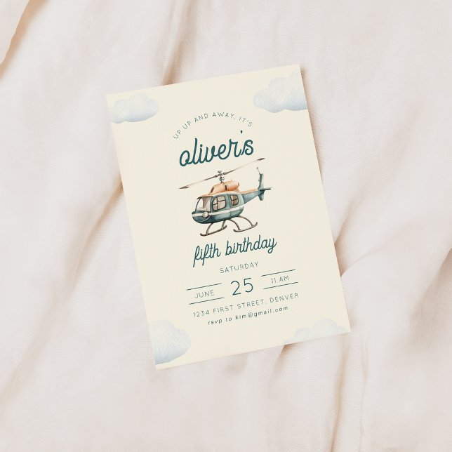 Up Up and Away Helicopter Flight Birthday Invite (Creator Uploaded)