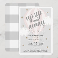Up Up and Away Hot Air Balloon Pink Baby Shower