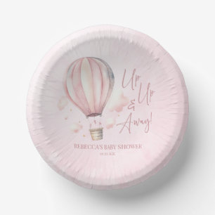 Up Up and Away! Pink Hot Air Balloon Baby Shower Paper Plate