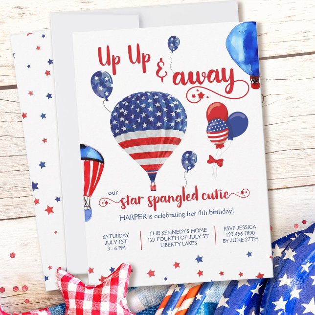 Up Up and Away Star Spangled Cutie Birthday Invitation (Creator Uploaded)