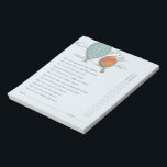 Up Up and Away Vintage Hot Air Balloon Parent Quiz Notepad<br><div class="desc">A fun game for the Up Up and Away vintage hot air balloon themed baby shower, this notepad features easy to tear off sheets with a list of questions to ask the parents-to-be ahead of time (so you know the right answer) and then quiz your party guests to see who...</div>