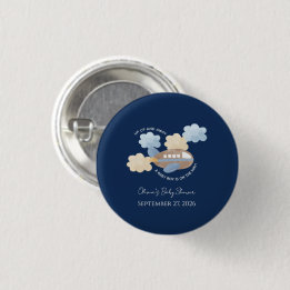 Up Up and Away Watercolor Airplane Boy Baby Shower 1 Inch Round Button