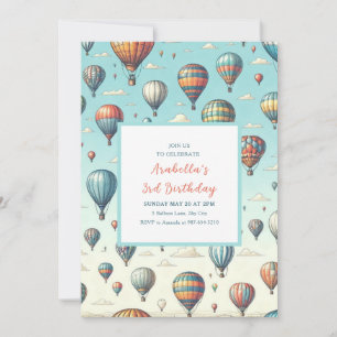Up, Up, and Away! Whimsical Hot Air Balloons Invitation