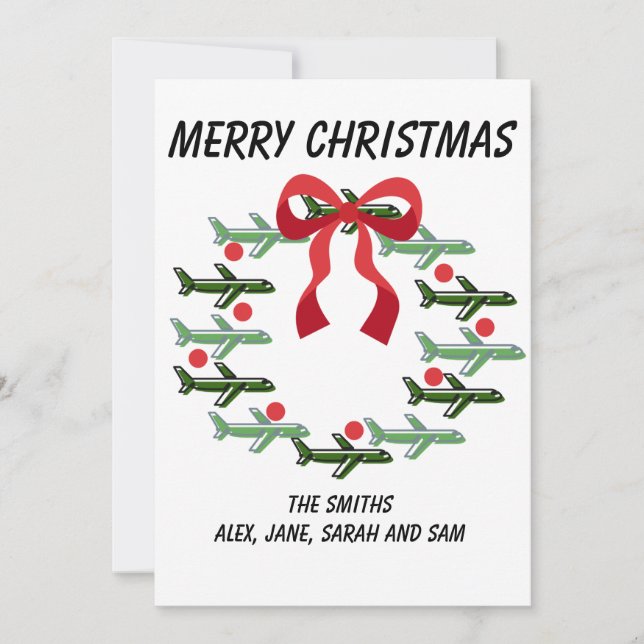 Up Up and Away Wreath Christmas Card  (Front)