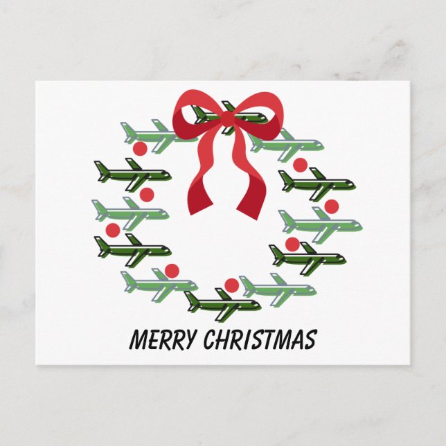 Up Up and Away Wreath Holiday Post Card  (Front)