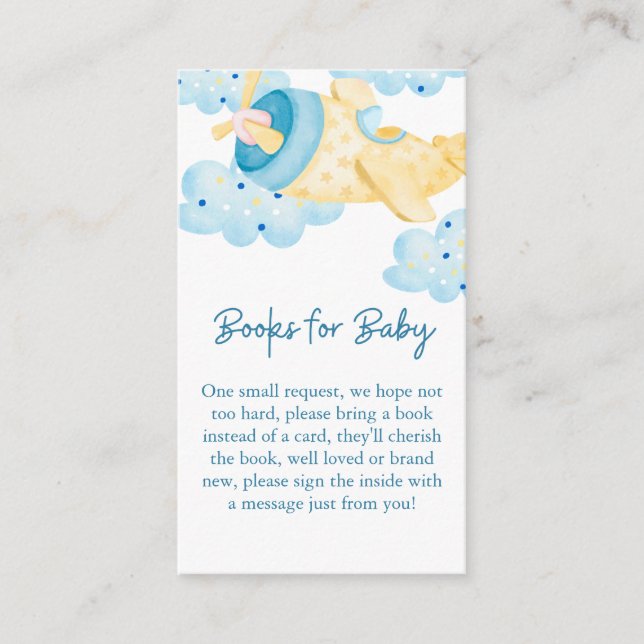 Up Up and Away Yellow Airplane Books for Baby Enclosure Card (Front)