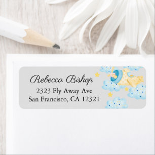 Up Up and Away Yellow Grey Airplane Return Address