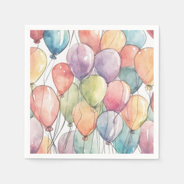 Up, Up & Away Birthday Party Napkin (Front)