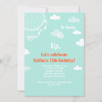 Up, Up & Away Blue Invitation