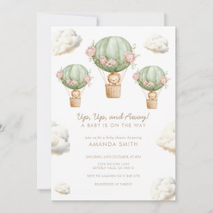 Up Up & Away Hot Air Balloons Baby Shower Invitation