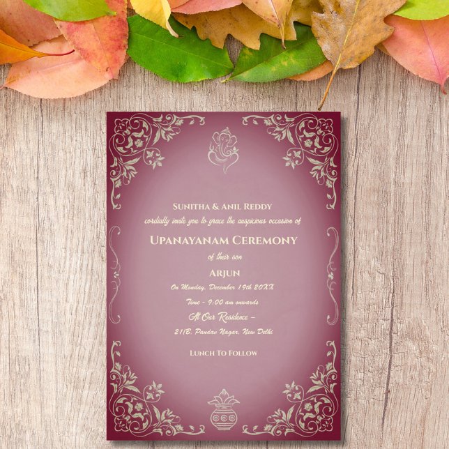 Upanayanam aka Hindu Holy Thread Janeu Ceremony Invitation (Creator Uploaded)