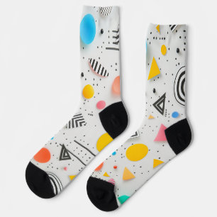 Upbeat background of shapes and stripes socks