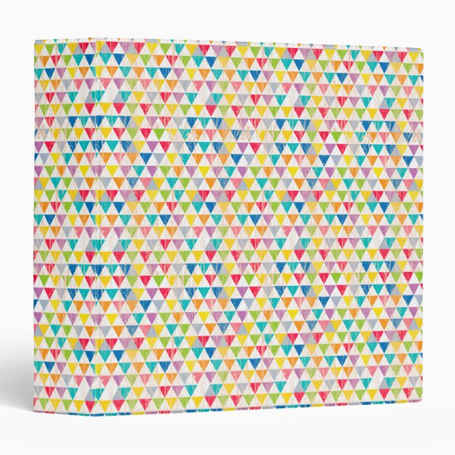 Upcycle Style Rustic Rainbow Triangles Pattern Binder (Front/Spine)