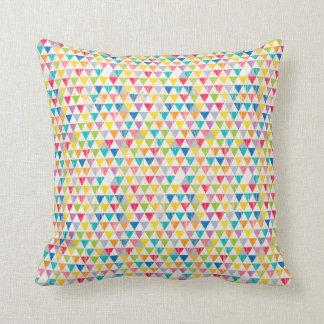 Upcycle Style Rustic Rainbow Triangles Pattern Throw Pillow