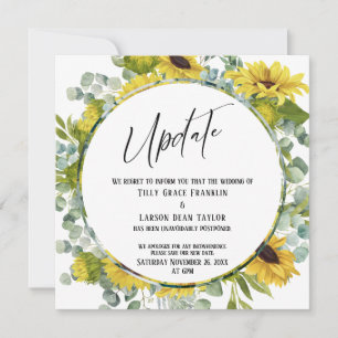 "Update" Watercolor Floral Postponed Wedding Card
