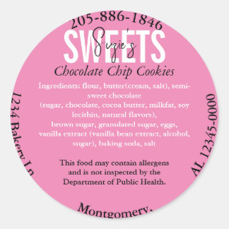 Updated ALABAMA State Cottage Law Ingredient Label