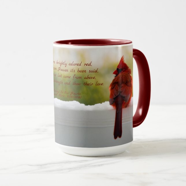 Updated: Cardinal/Visitor From Heaven poem & text Mug (Front Right)