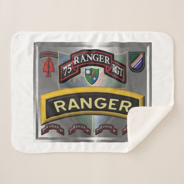 Updated Design 75th Ranger Regiment Sherpa Blanket (Front (Horizontal))