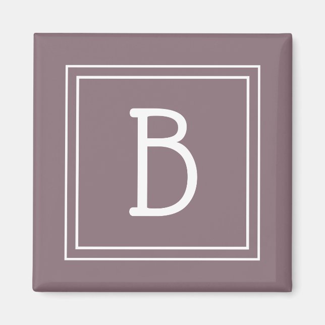 Updated Monogrammed Grape Purple & White Initial Magnet (Front)