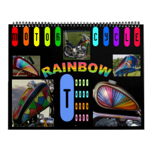 Updated! Motorcycle Rainbow 2013 -- 18 months Calendar