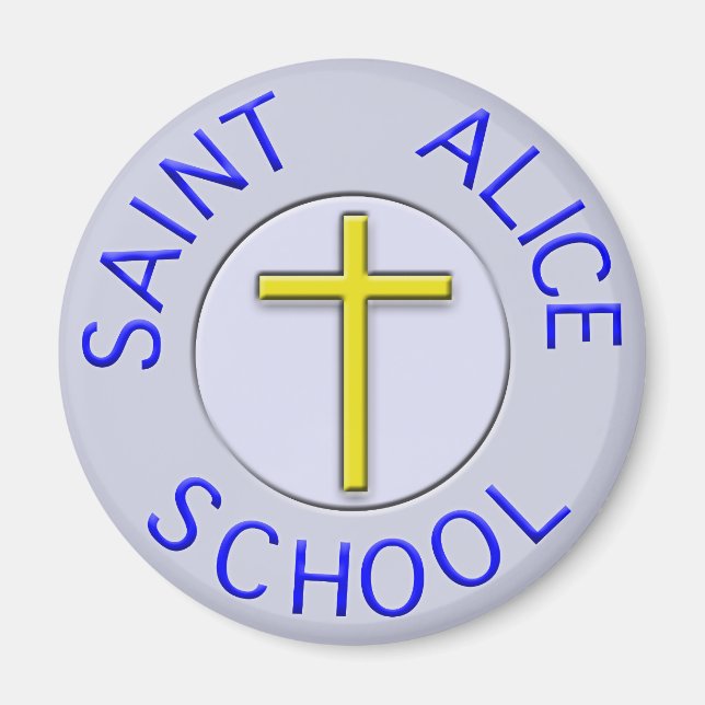 Updated Saint Alice Blue/grey and gold Patch Magnet (Front)