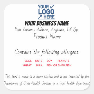 Updated Texas Cottage Law Food label sticker