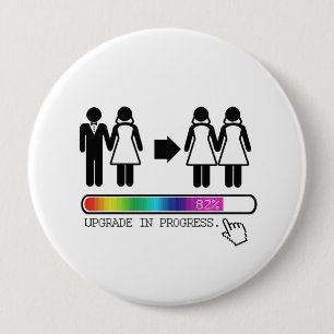 UPGRADE TO LESBIAN 4 INCH ROUND BUTTON
