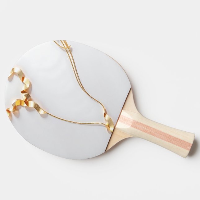 Upgrade Your Game with Watercolor Golden Ping Pong Paddle (Side)