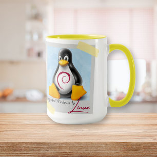 Upgraded Windows Debian Linux Tux Mug