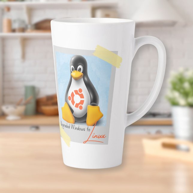 Upgraded Windows Ubuntu Linux Tux Latte Mug (Upgraded Windows Ubuntu Linux Tux Latte Mug)